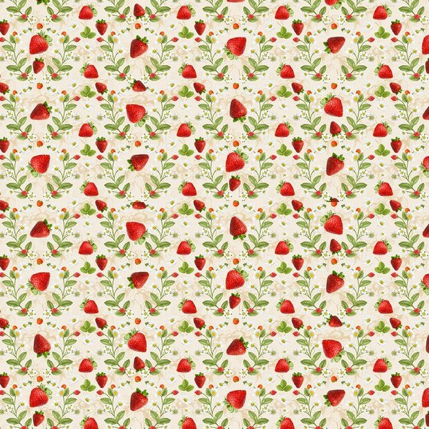 Strawberries &amp; Flowers Ecru