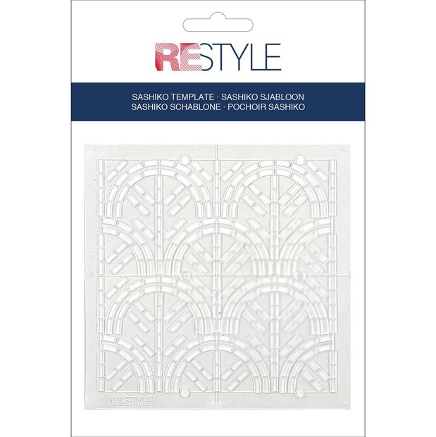 ReStyle Sashiko sjabloon seigaiha (golven) patroon maat 10 x 10 cm