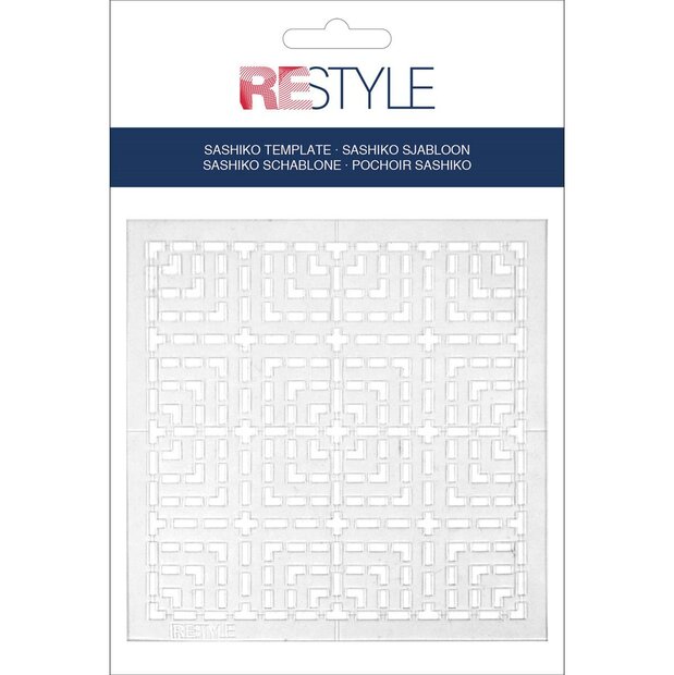 ReStyle Sashiko sjabloon seigaiha (golven) patroon maat 10 x 10 cm