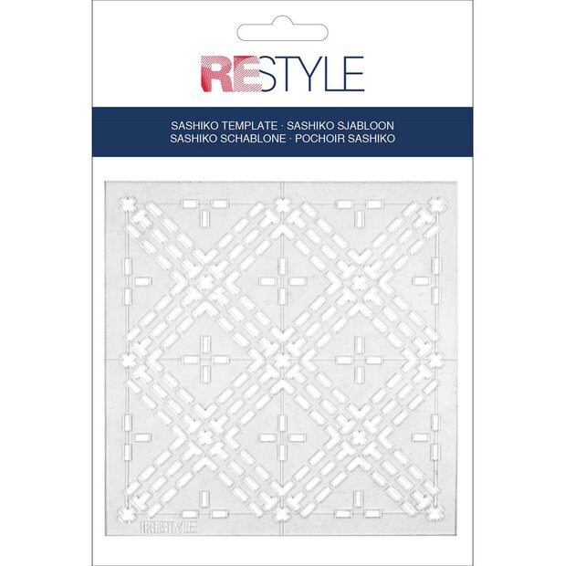 ReStyle Sashiko sjabloon ruiten patroon maat 10 x 10 cm