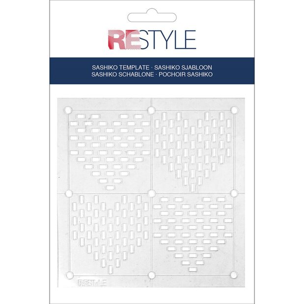 ReStyle Sashiko sjabloon harten patroon maat 10 x 10 cm