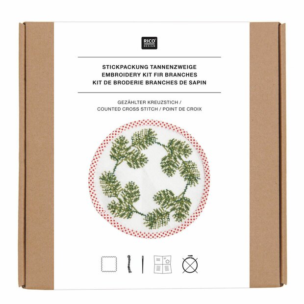 Borduurpakket onderzetter rond dennentakken