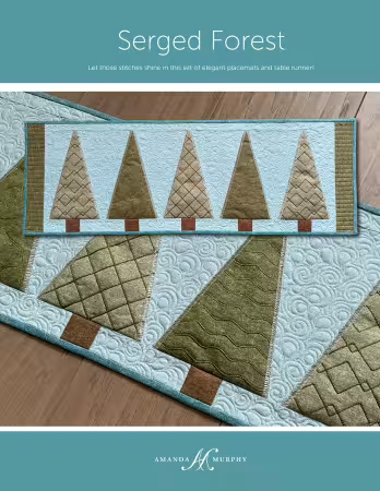 Serged Forest quiltpatroon &ndash; Tafelrunner &amp; placemats met metallic details