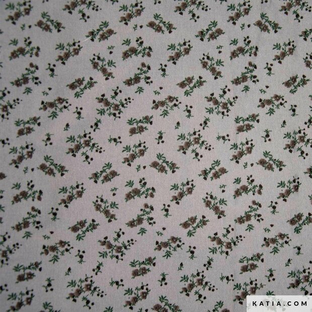 Katia Flannel Cotton Print Bee Different Flowers &ndash; 100% katoen