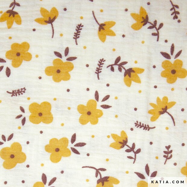 Katia Mousseline Reindeer Flowers &ndash; 100% katoen