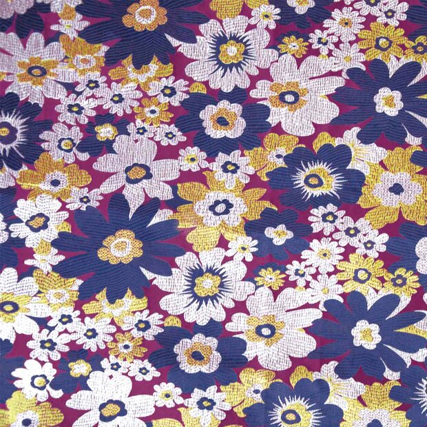 Gobelinstof Blue &amp; Purple &ndash; Luxe gobelin met bloemenmotief