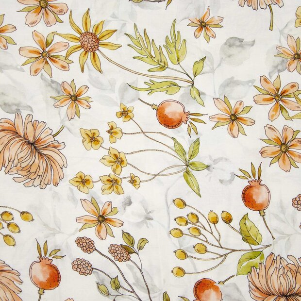 Always Romantic &ndash; 100% Viscose Bloemenprint Stoffen