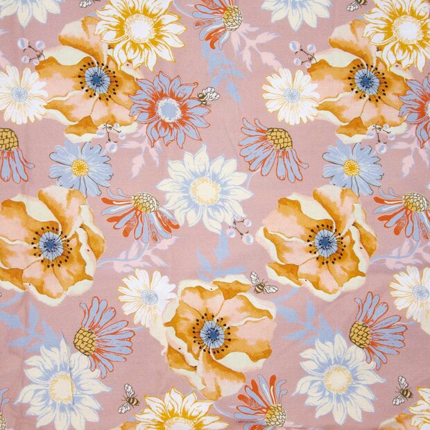Bee Different &ndash; 100% Viscose Bloemenstof | Katia Fabrics