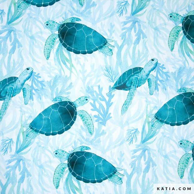 Swim Polyester Cahuamas &ndash; zwemstof met zeeschildpadden