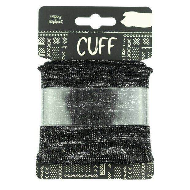 Boordstof Cuff Uni Lurex Black 110 cm 510 g m&sup2;