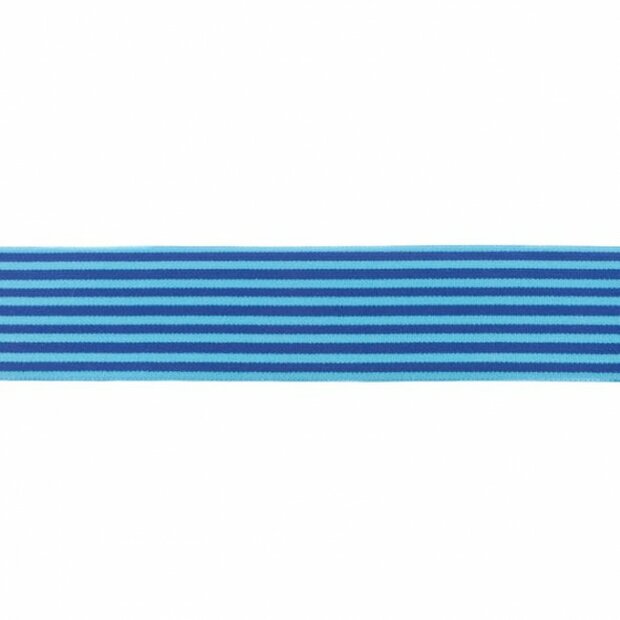 Elastiek 2 kleurig streep auqa