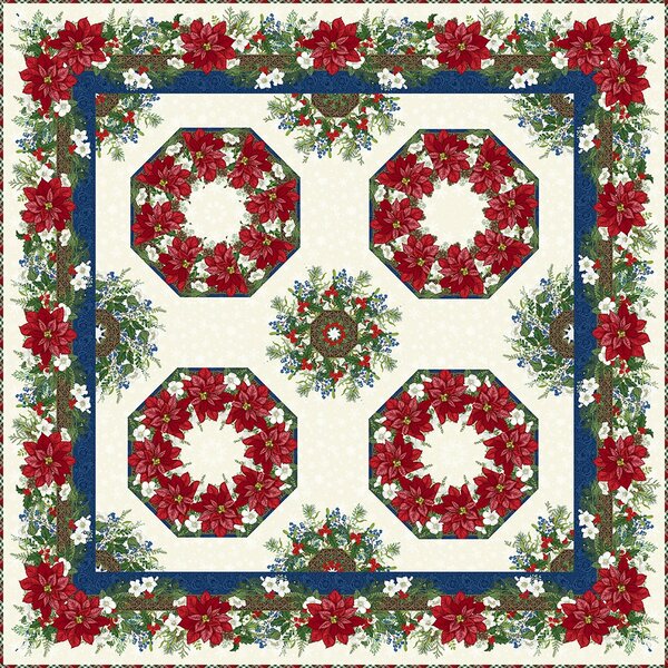 Winter Blooms Kaleidoscope Wall Hanging (cream), quiltkit