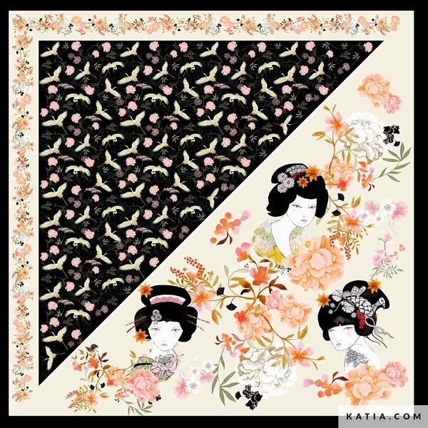 Stoffenpaneel satijn brillant Sakura Scarf