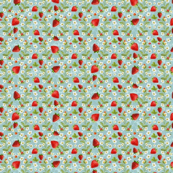 Berry Sweet Strawberries &amp; Flowers Blue