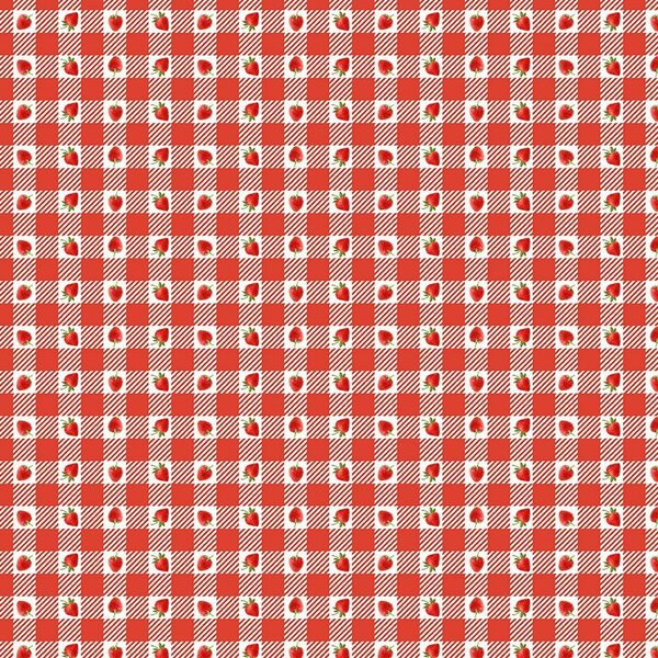 Berry Sweet Strawberries on Plaid Red