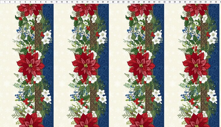 Winter Blooms Kaleidoscope Wall Hanging (cream), quiltkit