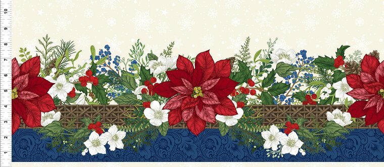 Winter Blooms Kaleidoscope Wall Hanging (cream), quiltkit