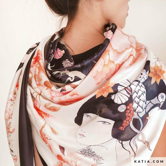 Stoffenpaneel satijn brillant Sakura Scarf