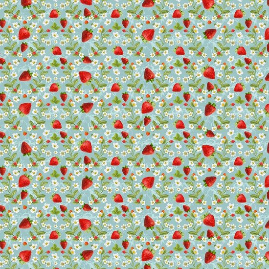 Berry Sweet Strawberries &amp; Flowers Blue