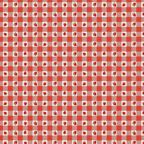 Berry Sweet Strawberries on Plaid Red