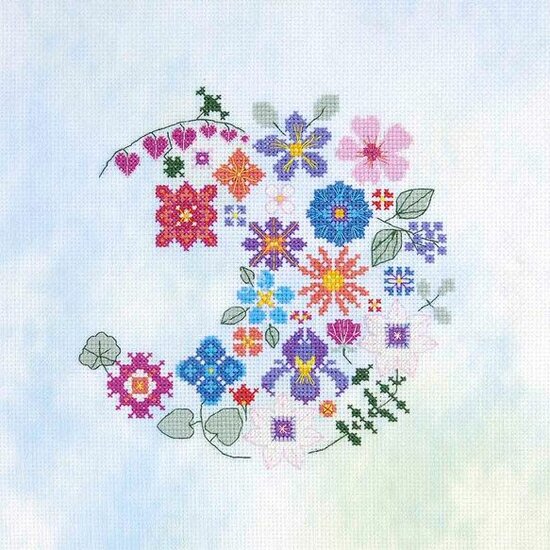 DMC Kruissteek kit Floral Moon 17,5x17,5cm