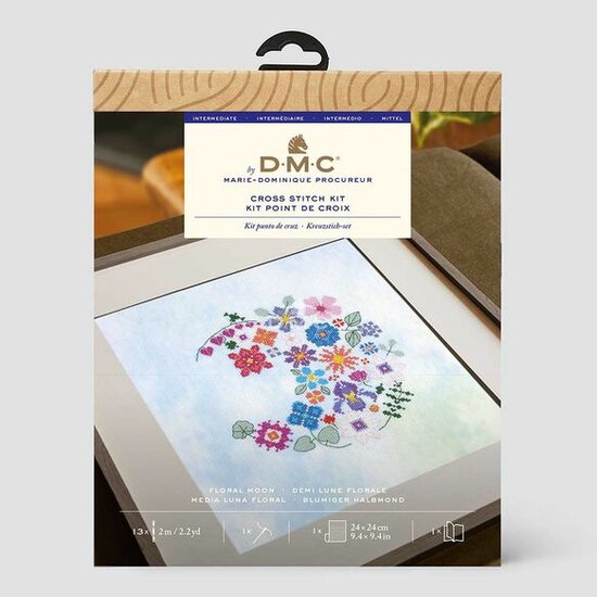 DMC Kruissteek kit Floral Moon 17,5x17,5cm