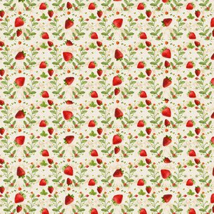 Berry Sweet Strawberries & Flowers Ecru Berry Sweet Strawberries & Flowers Ecru