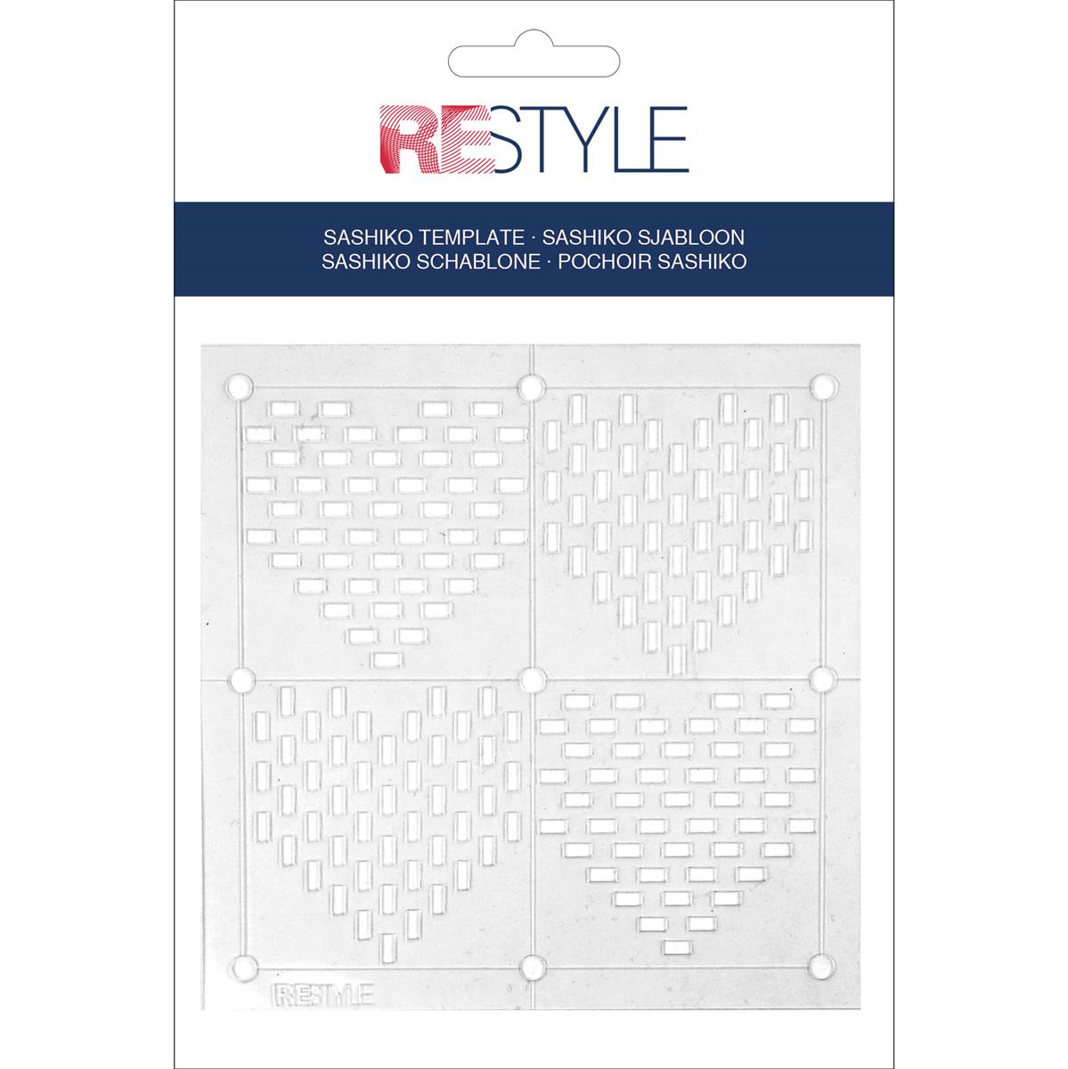 ReStyle Sashiko sjabloon harten patroon maat 10 x 10 cm
