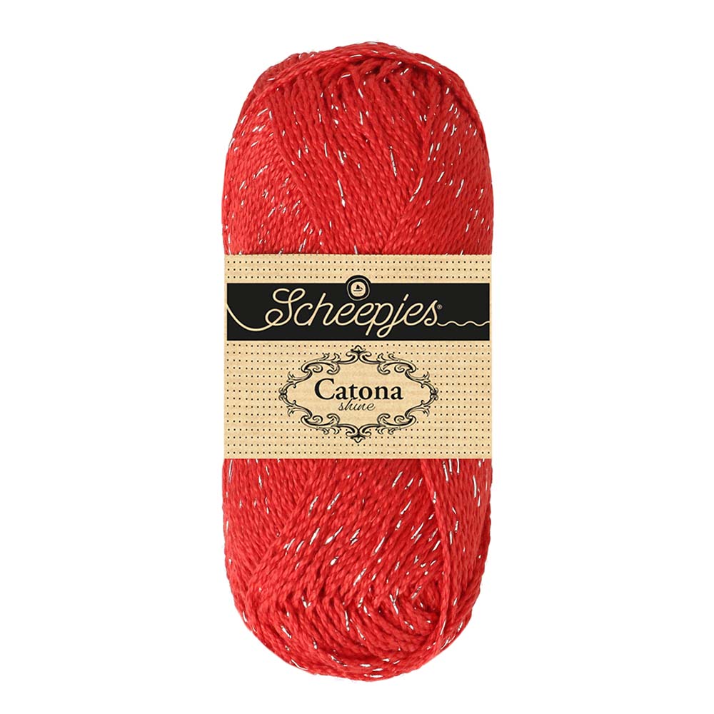 Scheepjes Catona Shine garen 115S Hot Red - Silver