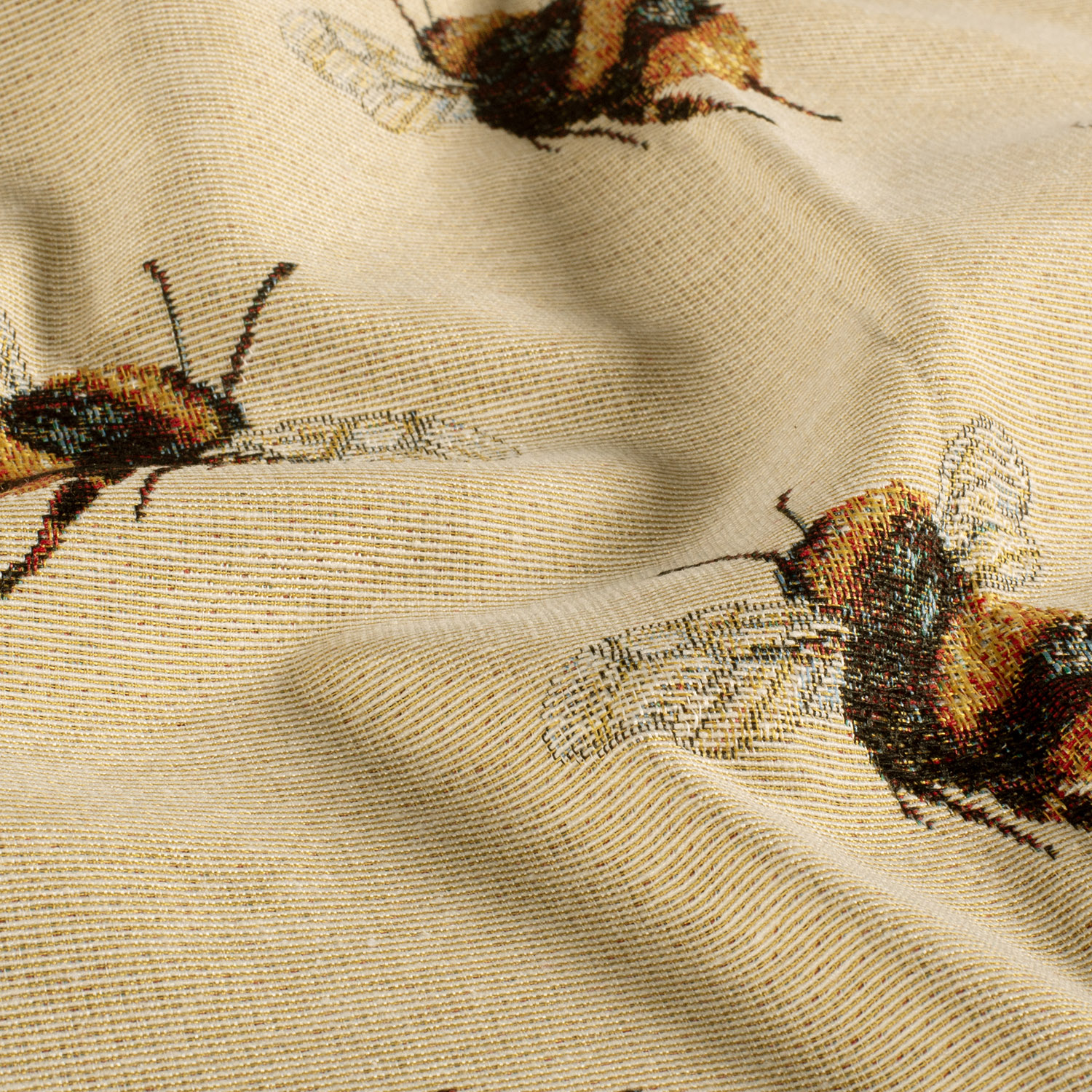 Nooteboom Gobelin Jacquard Stof Bijen Beige 140 cm