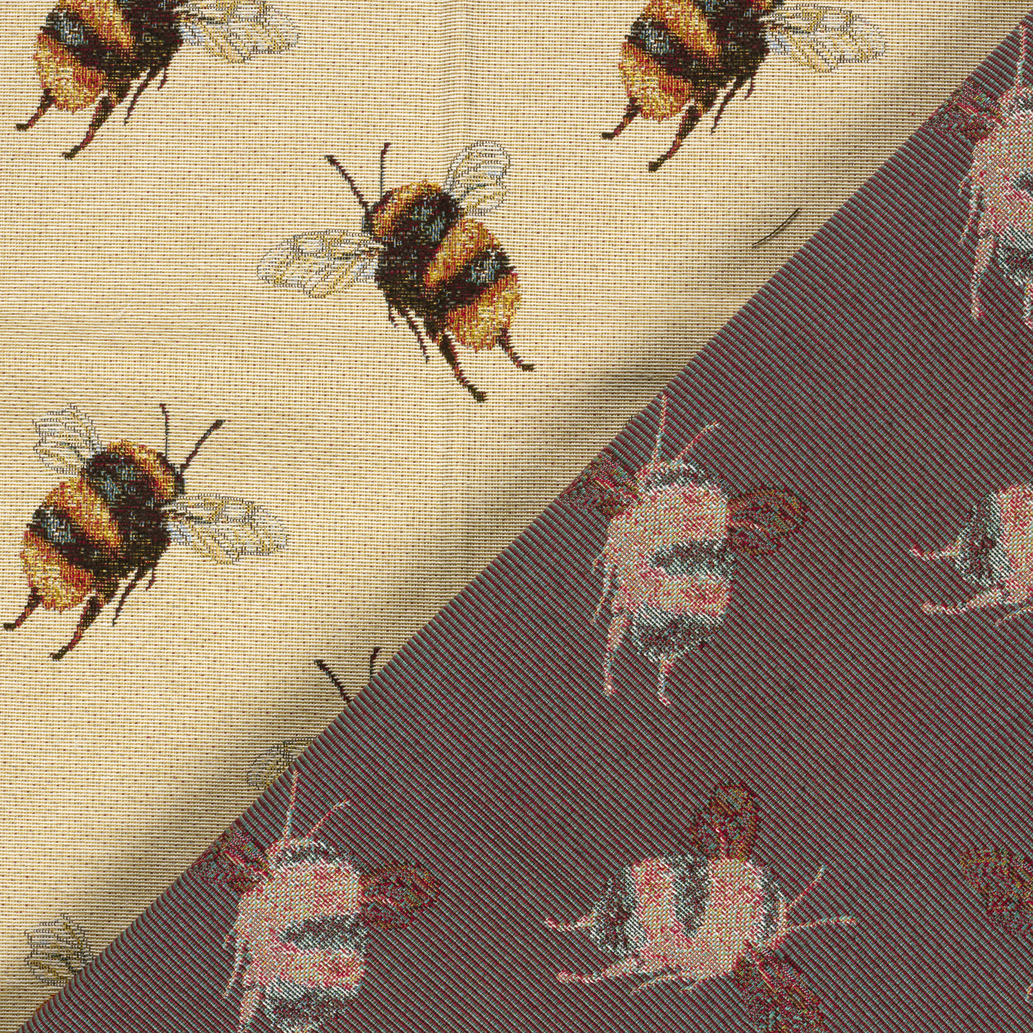 Nooteboom Gobelin Jacquard Stof Bijen Beige 140 cm